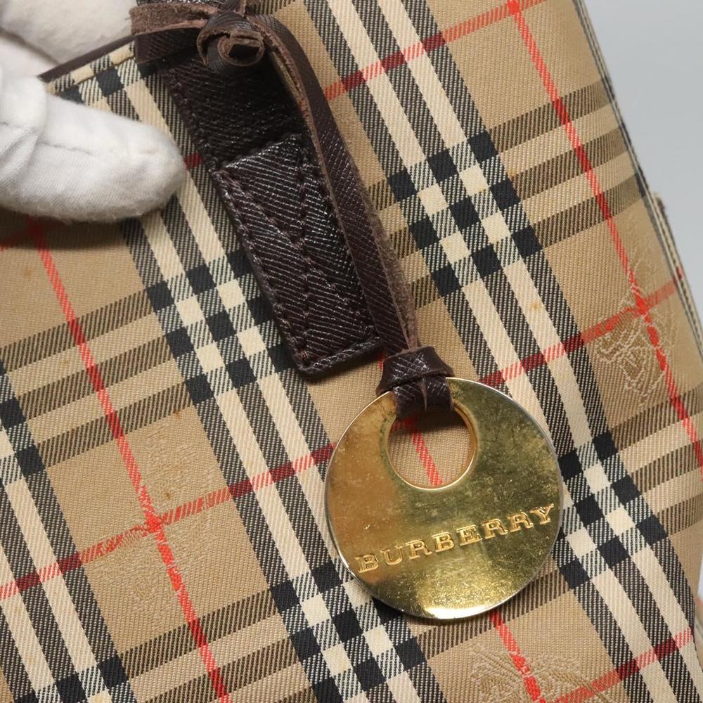 BURBERRY Nova Check Tote Bag Canvas Beige Gold Auth 121552 - Picture 10 of 16